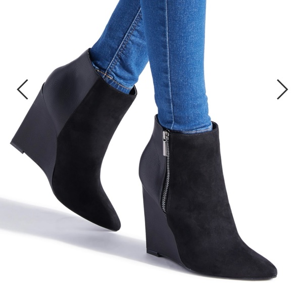 ShoeDazzle - Ashley Black Wedge Booties 10 - Picture 9 of 10